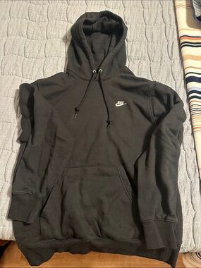 Nike Men’s Black Pullover Hoodie with White Swoosh